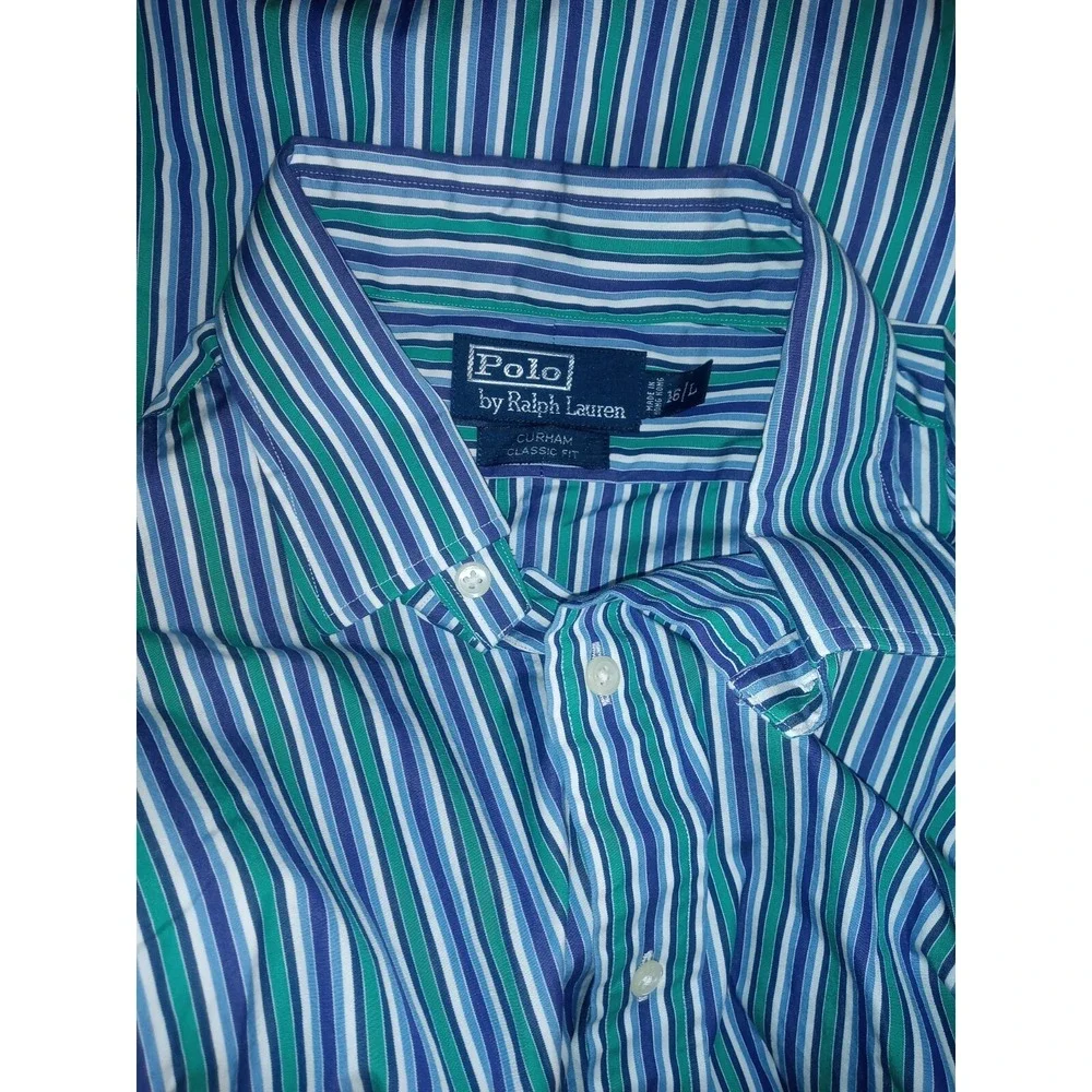 Polo Ralph Lauren Shirt Mens Sz L 16 Curham Classic Fit striped  Preppy Acadamia